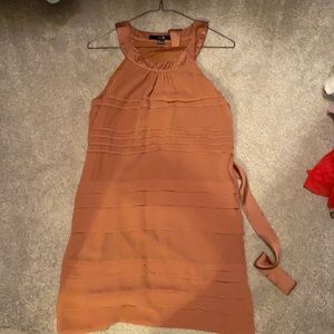 Rust ruffled shift dress